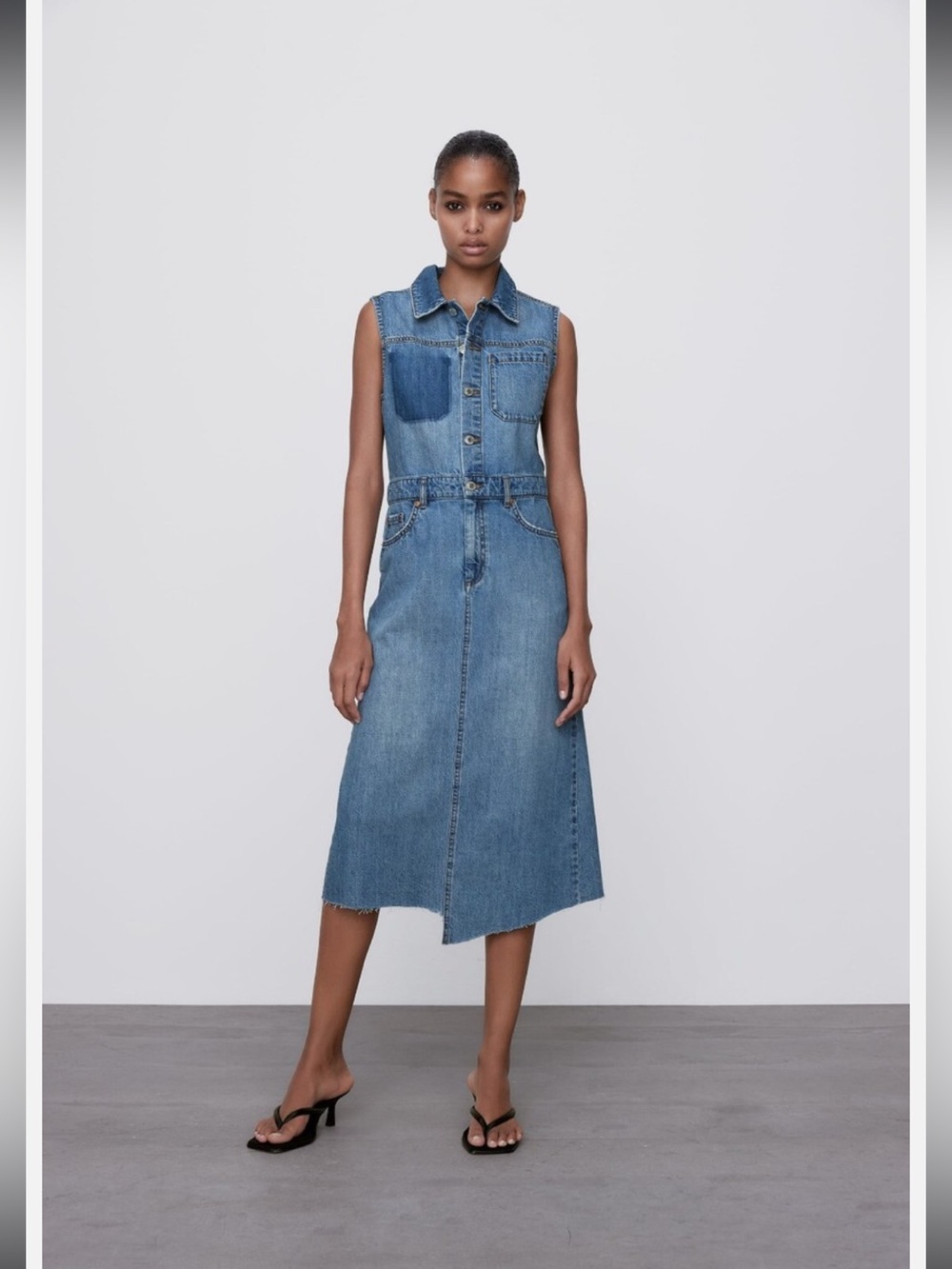 Zara Blue Asymmetrical Denim Dress